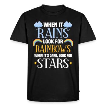 Quand il pleut, cherche l’arc-en-ciel. - T-shirt Premium bio Homme - noir - Devant - Nico (187cm)