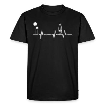 Surfing cardiaque surfing surfeur Heartbeat Surfboard EKG - T-shirt Premium bio Homme - noir - Devant - Nico (187cm)