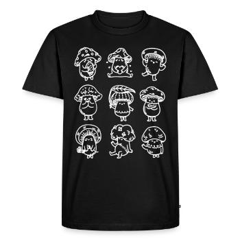 Éponge champignons Cueillette Champignons Mushroom cèpe - T-shirt Premium bio Homme - noir - Devant - Nico (187cm)