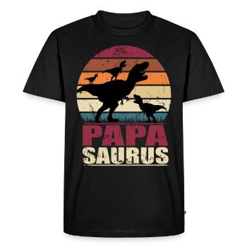 Papasaurus dinosaures Triplés Père Trex Dino - T-shirt Premium bio Homme - noir - Devant - Nico (187cm)