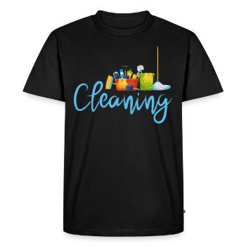 Drôle de femme de ménage nettoyeuse ménage ménage ménage ménage - T-shirt Premium bio Homme - noir - Devant - Nico (187cm)