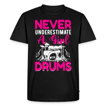 Drôle de femme percussion de batterie cadeau - T-shirt Premium bio Homme - noir - Devant - Nico (187cm)
