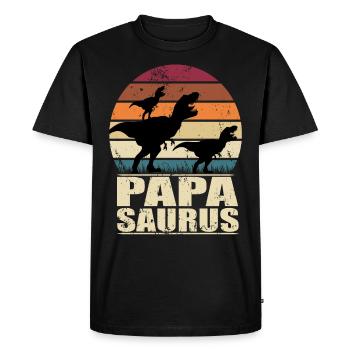 Papasaurus T-Rex Dinosaure Famille Dino Père - T-shirt Premium bio Homme - noir - Devant - Nico (187cm)