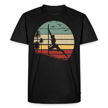 Sunset Pole Dance Pole Dancing Retro Pole Dance - Men's Premium Organic T-Shirt - black - Front - Nico (187cm)