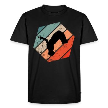 Vintage Parkour Freerunning Backflip Silhouette - T-shirt Premium bio Homme - noir - Devant - Nico (187cm)