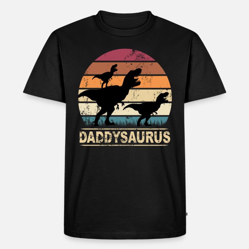 Daddysaurus Dinosaurier Kinder Dino Geschenkidee - Männer Premium Bio T-Shirt - Schwarz