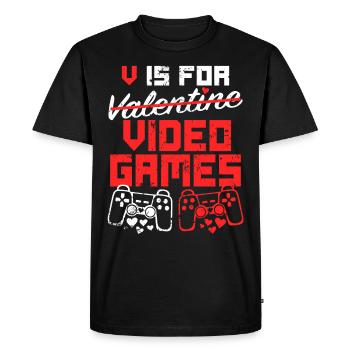 V Is For Valentine Video Games - Valentine's Day - Men's Premium Organic T-Shirt - black - Front - Nico (187cm)