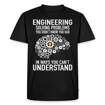 Ingénieur ingénieur ingénieur en roues motrices - T-shirt Premium bio Homme - noir - Devant - Nico (187cm)