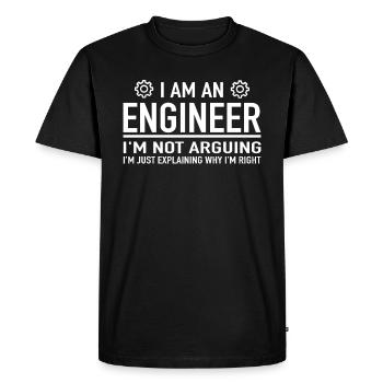 I Am An Engineer I'm Not Arguing Engineering - Men's Premium Organic T-Shirt - black - Front - Nico (187cm)