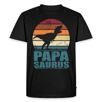Papasaurus Dino Familles Père dinosaure papa - T-shirt Premium bio Homme - noir - Devant - Nico (187cm)