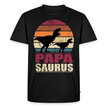Papasaurus Rex Dinosaures Familles Dino Père - T-shirt Premium bio Homme - noir - Devant - Nico (187cm)