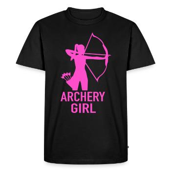 Tir à l’arc Fille Archer Tir à l’arc Tir à l’arc - T-shirt Premium bio Homme - noir - Devant - Nico (187cm)