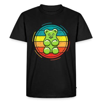 Un ourson en caoutchouc vert - T-shirt Premium bio Homme - noir - Devant - Nico (187cm)