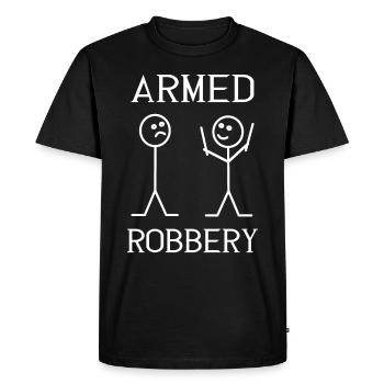 Armed Robbery - Funny Stick Figures Memes - Men's Premium Organic T-Shirt - black - Front - Nico (187cm)