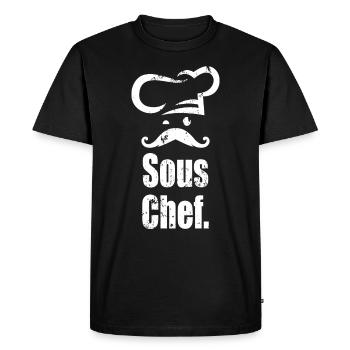 Sous Chef - Chef avec moustache - T-shirt Premium bio Homme - noir - Devant - Nico (187cm)