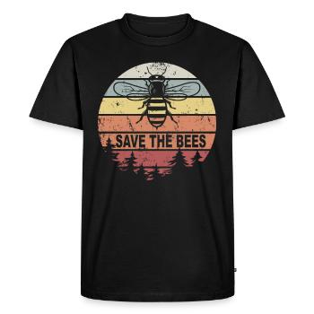 Rétro miel abeille Save The Bees Abeilles Apiculteurs - T-shirt Premium bio Homme - noir - Devant - Nico (187cm)