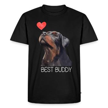 Rottweiler Best Buddy Dog Heart - Men's Premium Organic T-Shirt - black - Front - Nico (187cm)