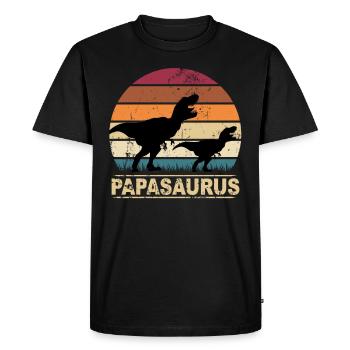 Papasaurus Dinosaur Papa Saurus Families Dino - Men's Premium Organic T-Shirt - black - Front - Nico (187cm)