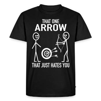 Tir à l’arc That One Arrow That Just Hates You - T-shirt Premium bio Homme - noir - Devant - Nico (187cm)