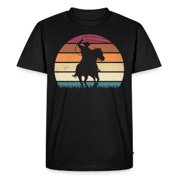 Retro Western Texas cheval cow-boy équitation - T-shirt Premium bio Homme - noir - Devant - Nico (187cm)