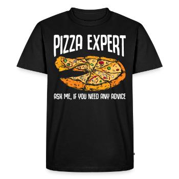 Pizza Expert Funny Pizza Advice - Men's Premium Organic T-Shirt - black - Front - Nico (187cm)