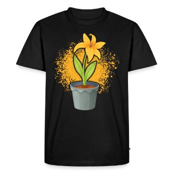 Pot de fleurs de jonquille Jardinier Fleurs jaunes - T-shirt Premium bio Homme - noir - Devant - Nico (187cm)