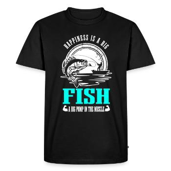 Gros poisson et une grosse pompe - Culturisme de pêche - T-shirt Premium bio Homme - noir - Devant - Nico (187cm)