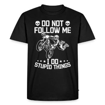 Motocross Ne me suivez pas je fais des choses stupides - T-shirt Premium bio Homme - noir - Devant - Nico (187cm)