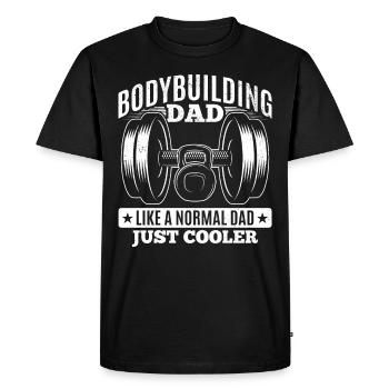 Musculation Papa Powerlifting Musculation Fitness - T-shirt Premium bio Homme - noir - Devant - Nico (187cm)