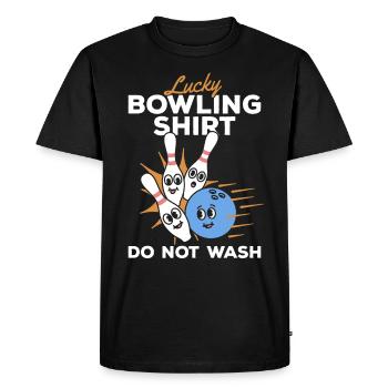 Lucky Bowling Shirt Ne pas laver - Bowling Bowler - T-shirt Premium bio Homme - noir - Devant - Nico (187cm)