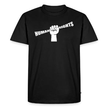 Droits de l’homme - T-shirt Premium bio Homme - noir - Devant - Nico (187cm)
