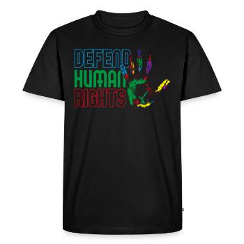 Verteidigt Menschenrechte - Männer Premium Bio T-Shirt - Schwarz - Vorne - Nico (187cm)