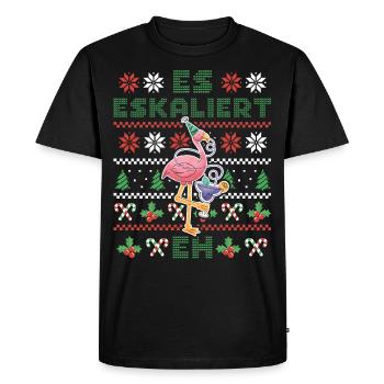 Christmas Flamingo It Escalates Anyway - Men's Premium Organic T-Shirt - black - Front - Nico (187cm)