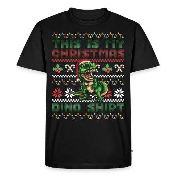 C’est ma chemise de Noël Dino Dinosaure de Noël - T-shirt Premium bio Homme - noir - Devant - Nico (187cm)