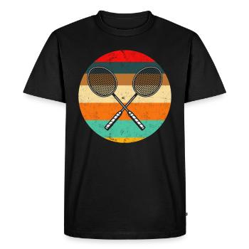 Retro Badminton Badminton Player Gift - Men's Premium Organic T-Shirt - black - Front - Nico (187cm)