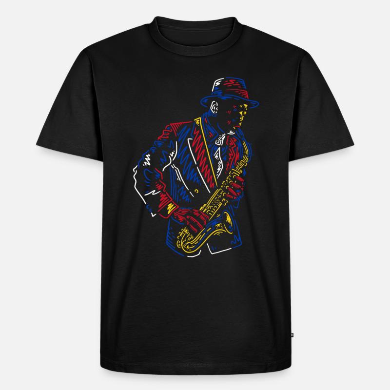 Saxophon Jazz - Männer Premium Bio T-Shirt - Schwarz