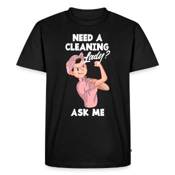 Drôle de femme de ménage Nettoyeur Femme au foyer Nettoyage - T-shirt Premium bio Homme - noir - Devant - Nico (187cm)
