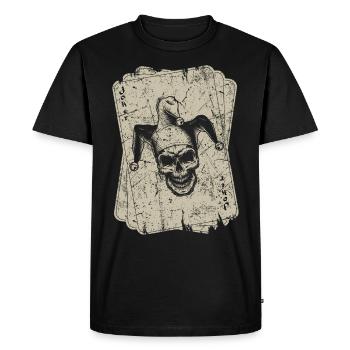Poker Card Player Vintage Joker Card - Men's Premium Organic T-Shirt - black - Front - Nico (187cm)