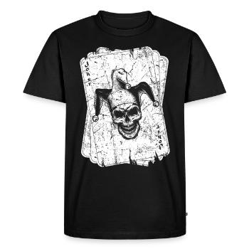 Poker Card Player Vintage Joker Card - Men's Premium Organic T-Shirt - black - Front - Nico (187cm)