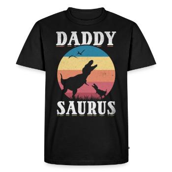 Daddysaurus Rex Papa Dino Papa Dinosaure Papa - T-shirt Premium bio Homme - noir - Devant - Nico (187cm)