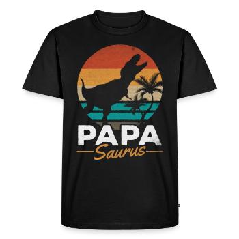 PapaSaurus Rex Daddy Dinosaur Matching Famille - T-shirt Premium bio Homme - noir - Devant - Nico (187cm)