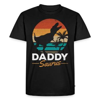 Daddysaurus Dino Papa Dino Daddy Dinosaure Daddy - T-shirt Premium bio Homme - noir - Devant - Nico (187cm)