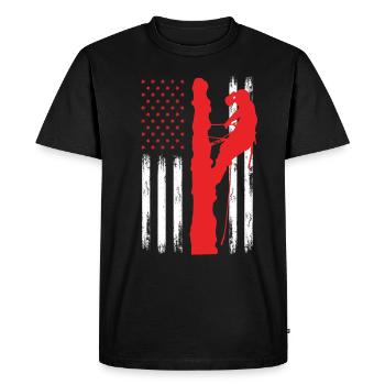 Arboristes Grimpeurs d’arbres Entretien des arbres - T-shirt Premium bio Homme - noir - Devant - Nico (187cm)