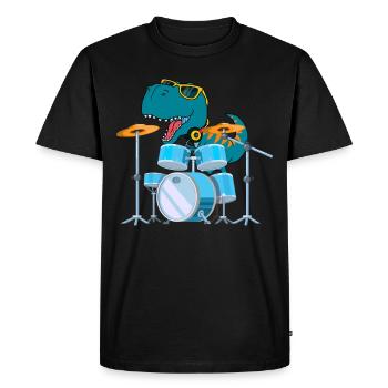 Drôle de cadeau de batterie de dinosaure - T-shirt Premium bio Homme - noir - Devant - Nico (187cm)