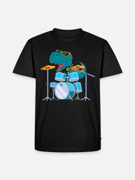 Funny Dinosaur Drums Gift - Men's Premium Organic T-Shirt - black