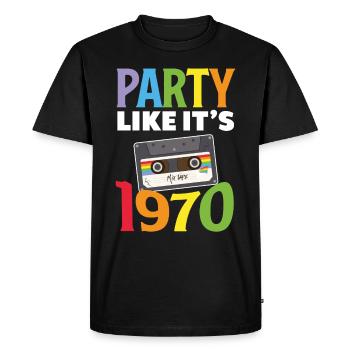 70s Party Outfit Costume 70s Party - Men's Premium Organic T-Shirt - black - Front - Nico (187cm)