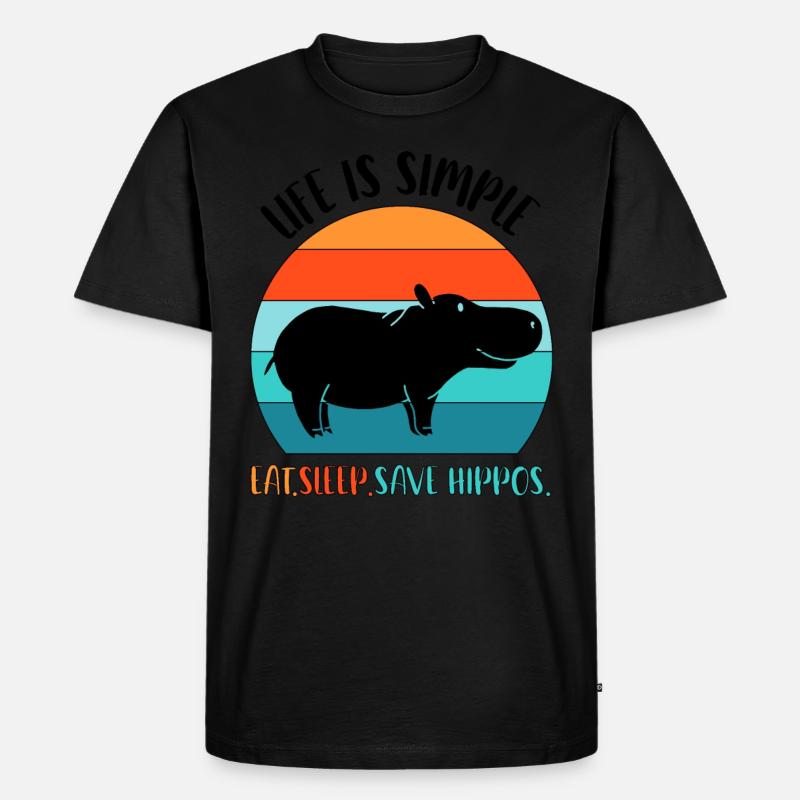 Nilpferd Flußpferd - Männer Premium Bio T-Shirt - Schwarz