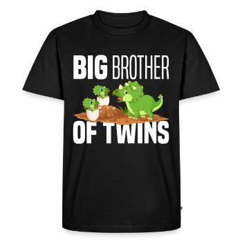 Big Brother Of Twins Dinosaur Dinos - Men's Premium Organic T-Shirt - black - Front - Nico (187cm)