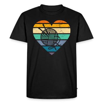 Tricot rétro Tricot Aiguille à tricoter Aiguille Tricot - T-shirt Premium bio Homme - noir - Devant - Nico (187cm)