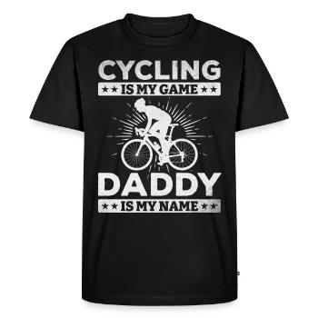 Le cyclisme est mon jeu Papa est mon nom - T-shirt Premium bio Homme - noir - Devant - Nico (187cm)